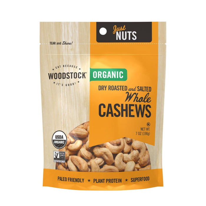 Woodstock Organic Whole Cashews: 7 Oz. Dry Roasted & Salted