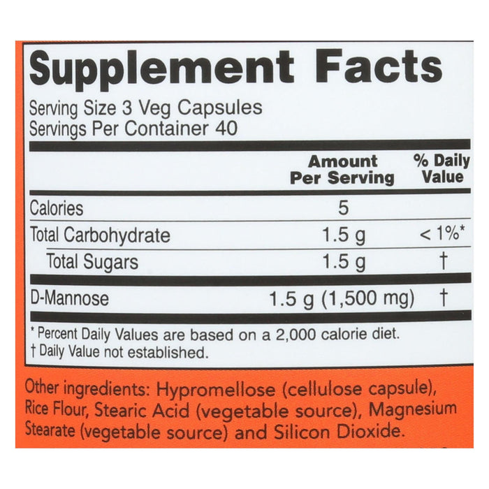 Now 500mg D-Mannose (120 Capsules), for Urinary Support