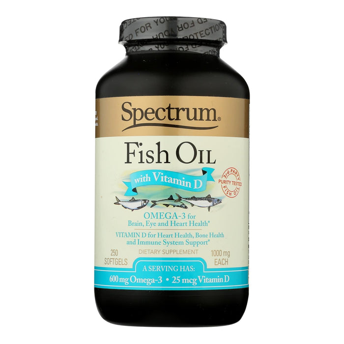 Spectrum Essentials Omega-3 Fish Oil with Vitamin D Dietary Supplement- 250 Softgels