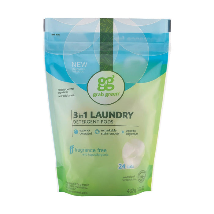 Grab Green Fragrance-Free Laundry Detergent - Mega-Pack of Six - 24 Count