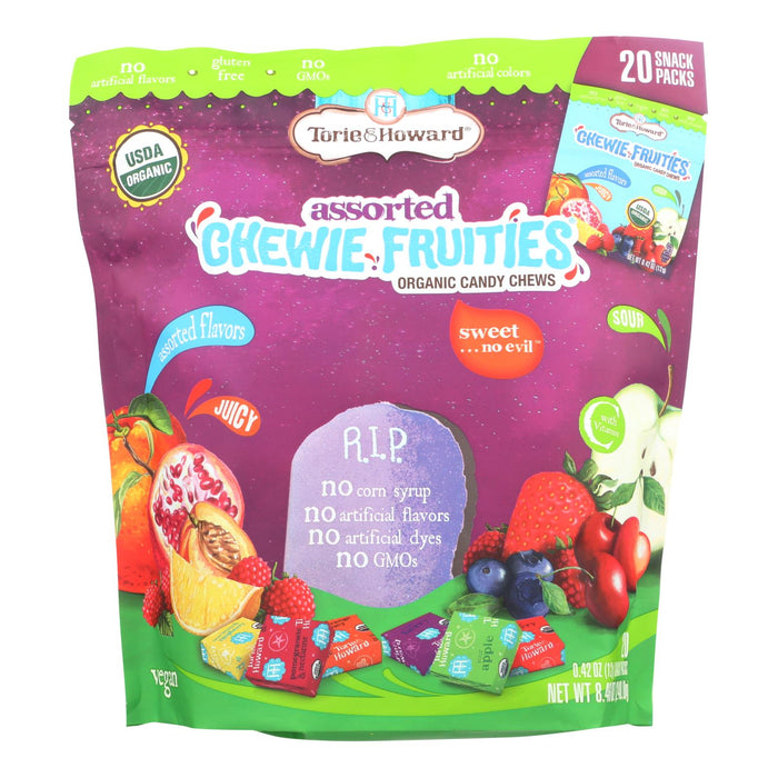 Torie And Howard Organic Chewy Fruities Candy Chews (Pack of 12) - 8.46 Oz.