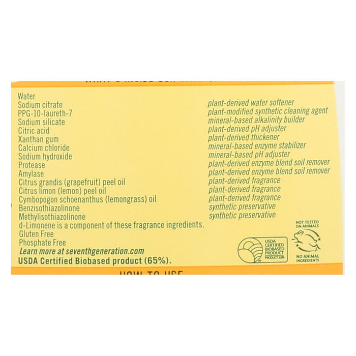 Seventh Generation Auto Dishwasher Gel, Lemon Scented, 42 Fl Oz (Pack of 6)