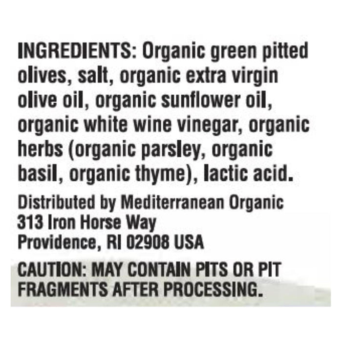 Organic Mediterranean Green Pitted Olives with Herbs, 2.5 Oz (Pack of 12)