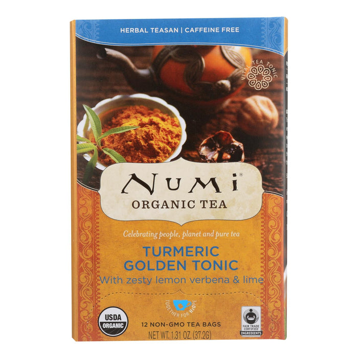 Numi Organic Turmeric Golden Tonic Tea, Pack of 6 x 12 Tea Bags