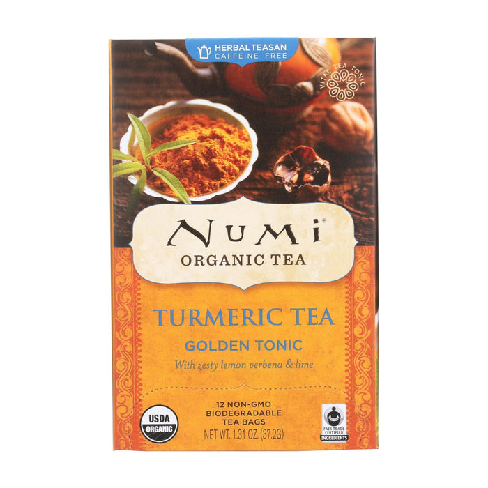 Numi Organic Turmeric Golden Tonic Tea, Pack of 6 x 12 Tea Bags