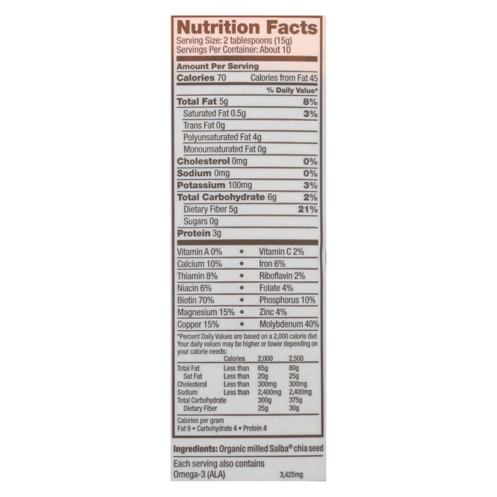 Premium Organic Ground Chia Seeds - 5.3 Oz