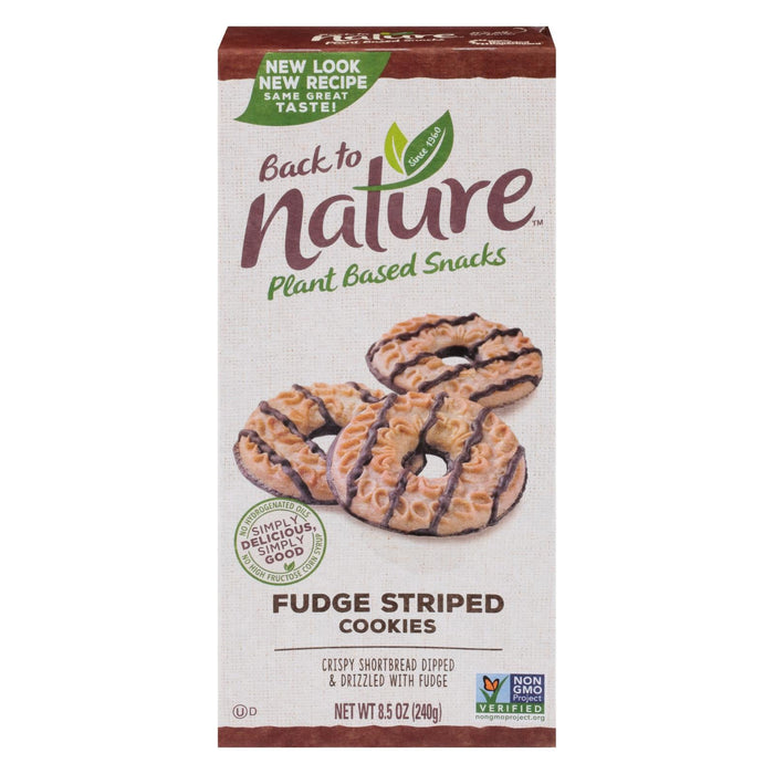 Back To Nature Fudge Striped Decadent Shortbread Cookies (Pack of 6 - 8.5 Oz)