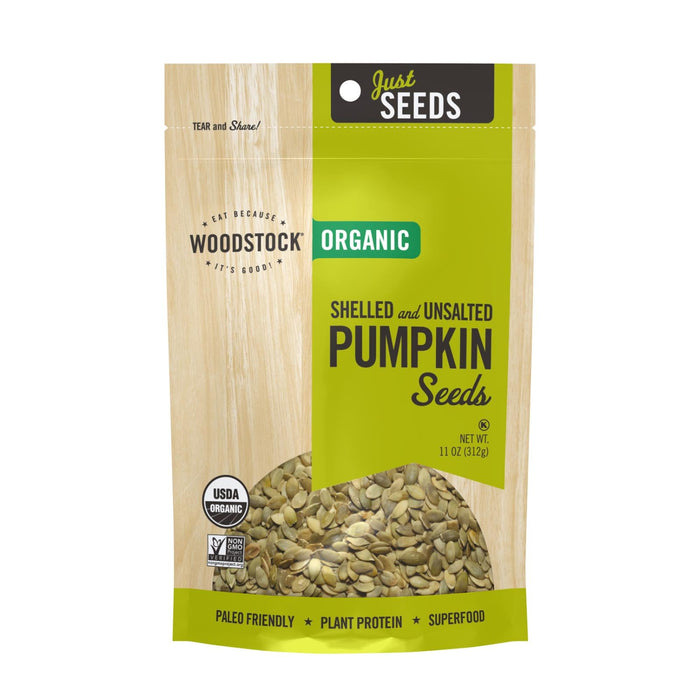 Woodstock Organic Unsalted Shelled Pumpkin Seeds (Pack of 8)