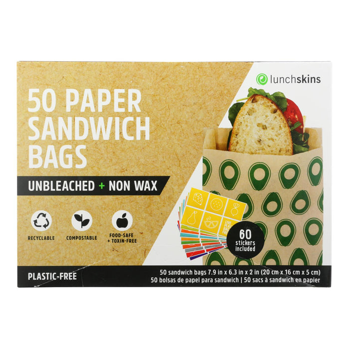 Lunchskins Reusable Paper Avocado Sandwich Snack Bag - 50 Count - Pack of 12