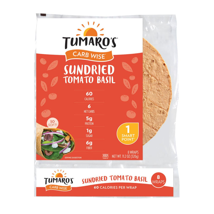 Tumaro's Carb Wise Sundried Tomato Basil Wraps, 8-Inch (Pack of 6 - 8 Count)