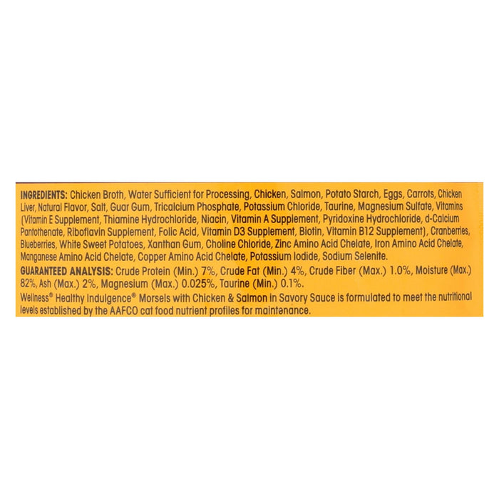 Wellness Pet Products Cat Food - Morsels With Chicken And Salmon In Savory Sauce (Pack of 24) - 3 Oz.
