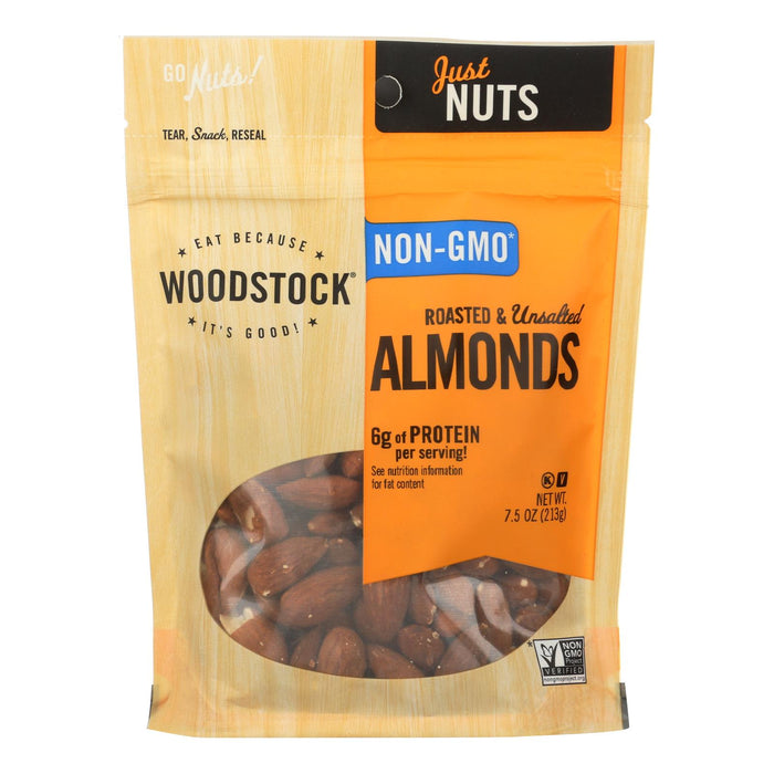 Woodstock Roasted and Unsalted Non-GMO Almonds (Pack of 8 - 7.5 Oz.)