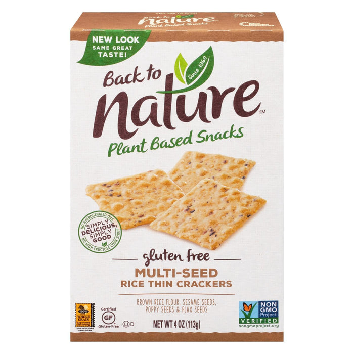 Back To Nature Multi Seed Rice Thin Crackers, Brown Rice with Sesame, Poppy and Flax Seeds (Pack of 12 - 4 Oz. Each)