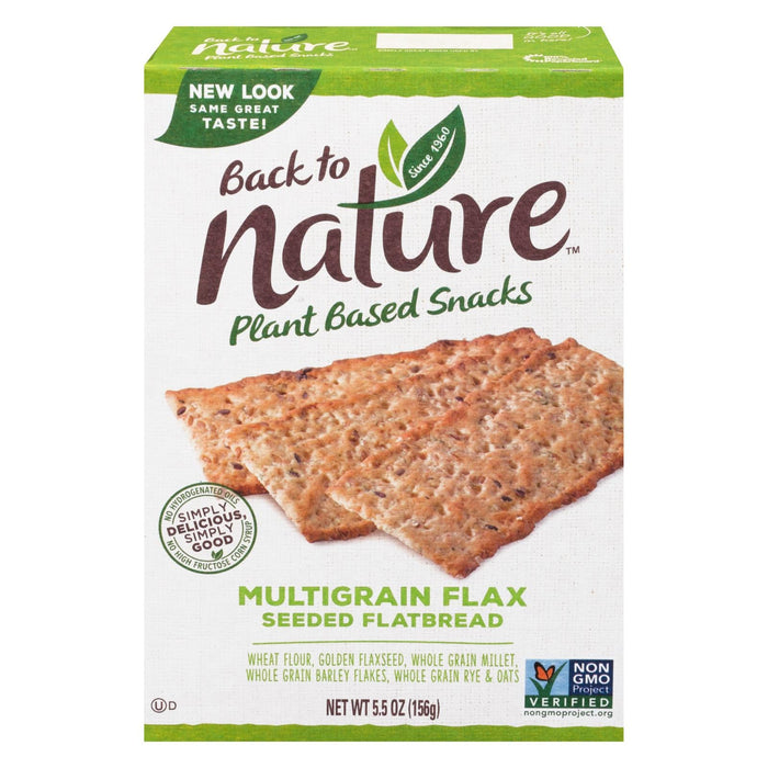 Back To Nature Organic Multigrain Flax Seed Flatbread Crackers (Pack of 6 - 5.5 Oz.)