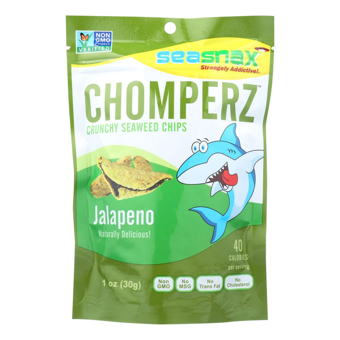 Seasnax Chomperz Jalapeno Crunchy Seaweed Chips (Pack of 8) 1oz