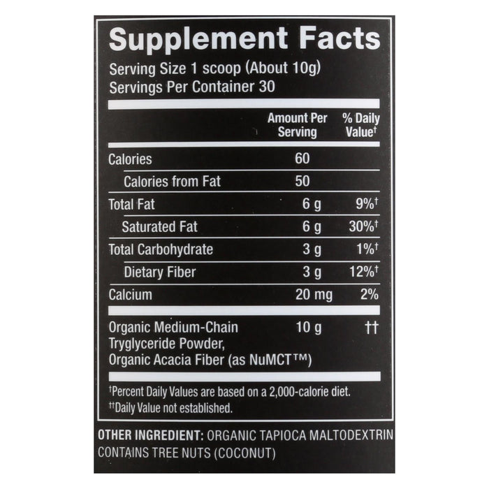 Nutiva MCT Powder: Pure MCTs for Enhanced Energy and Metabolism - 10.6 Oz