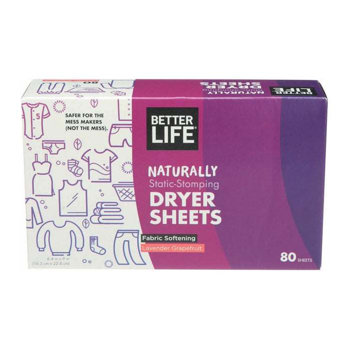 Better Life Lavender & Grapefruit Dryer Sheets - 6 Pack, 80 Sheets