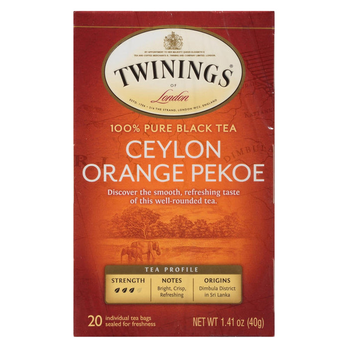Twinings Black Tea Ceylon Orange Pekoe 20 Tea Bags (Pack of 6)