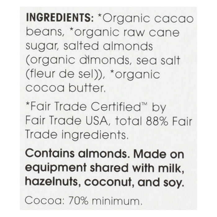 Alter Eco Organic Dark Salted Almonds Chocolate Bar, 2.82 Oz (Pack of 12)