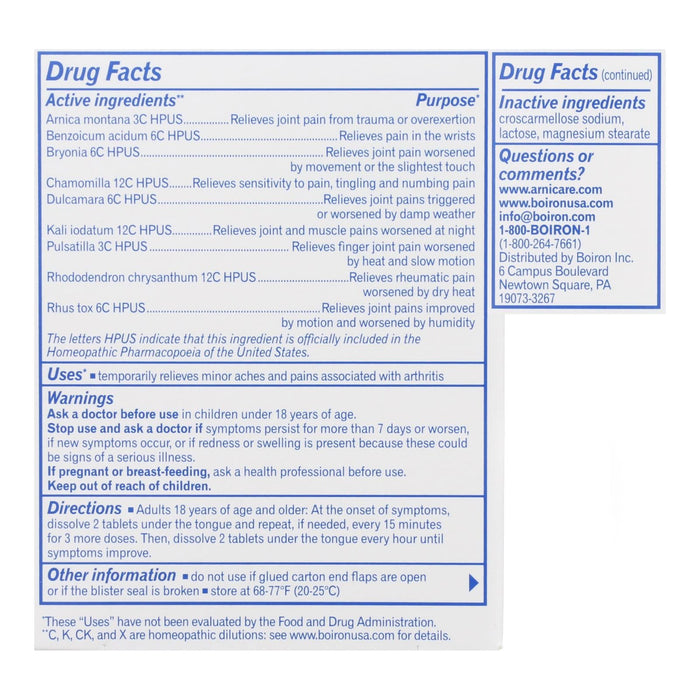 Arnicare Arthritis Relief: 60 Rapid-Acting, Homeopathic Tablets from Boiron