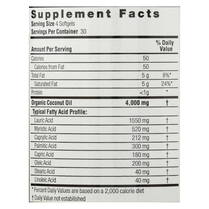 Nature's Answer Organic Extra Virgin Coconut Oil Softgels - Pack of 120