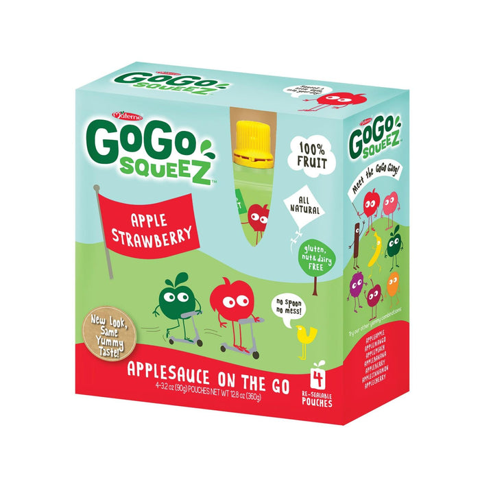 Gogo Squeeze Organic Applesauce (Pack of 12) - Sweet Strawberry Flavor - 3.2 Oz. Pouches