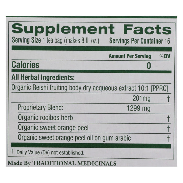 Traditional Medicinals Reishi Organic Mushroom Herbal Tea, Stress Relief Support, 16 Tea Bags (Pack of 6)