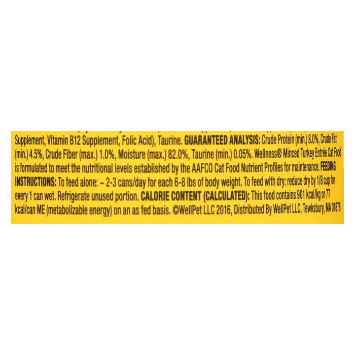 Wellness Pet Products Cat Food - Turkey Entrée (Pack of 24) - 3 Oz.