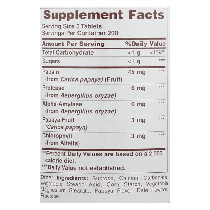 American Health Papaya Enzyme with Chlorophyll Chewable (600 Ct)