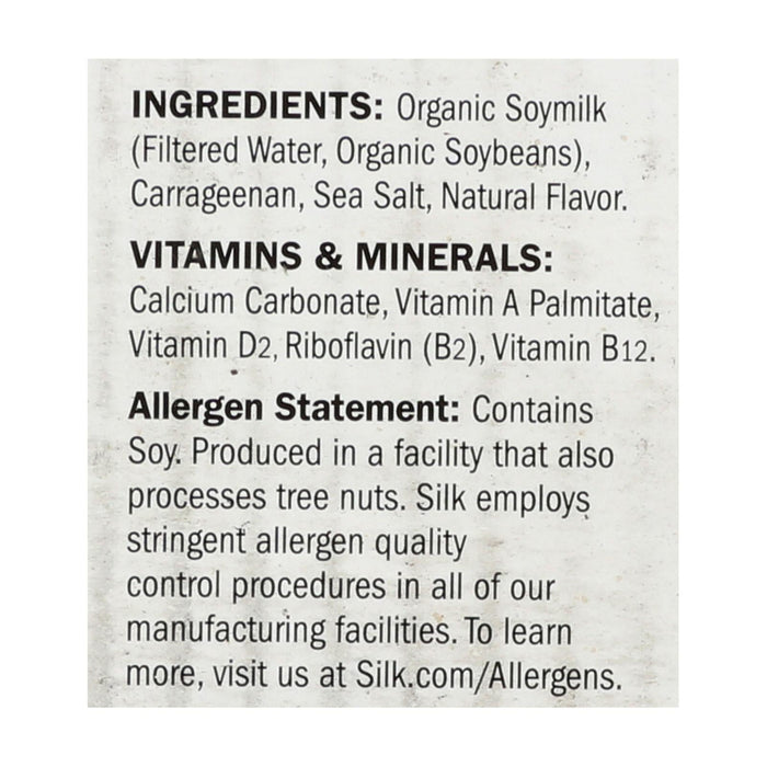 Silk Organic Unsweetened Soy Milk, 6-Pack of 32 Fl. Oz. Cartons