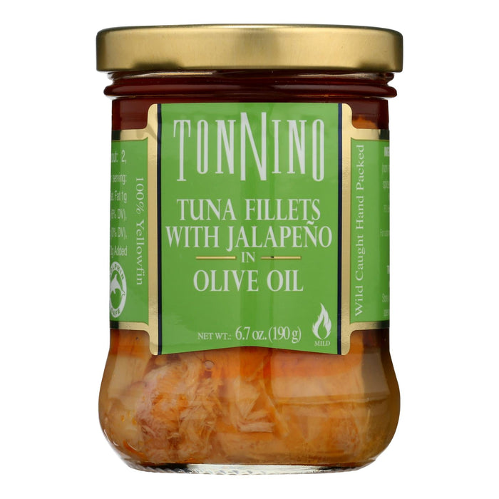 Tonnino Premium Wild Caught Tuna Fillets Infused with Zesty Jalapeno in Olive Oil (Pack of 6 - 6.7 Oz.)