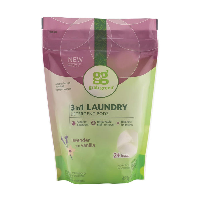 Grab Green Laundry Detergent Sheets - Vanilla, 24-Count Pack