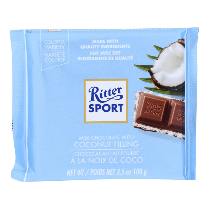 Ritter Sport Chocolate Bar - Milk Chocolate - Coconut - 3.5 Oz Bars - Case Of 12