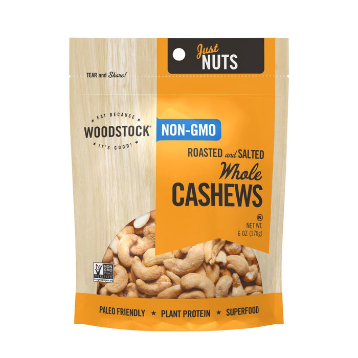 Woodstock Non-GMO Roasted and Salted Cashews (8 x 6 oz.)