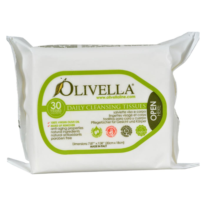 Olivella Daily Facial Cleansing Tissues, 30-Count