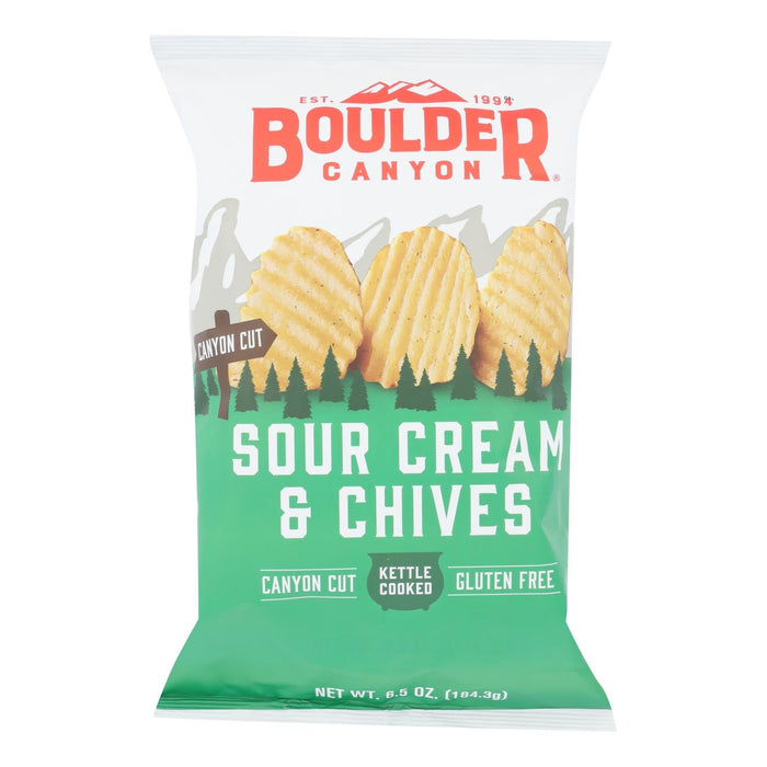 Boulder Canyon Kettle Cooked Canyon Cut Potato Chips - Sour Cream & Onion (Pack of 12 - 6.5 Oz.)