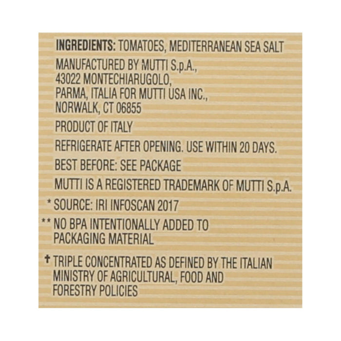 Mutti Tomato Paste - Triple Concentrated - 6.5 Oz Can, Case of 12