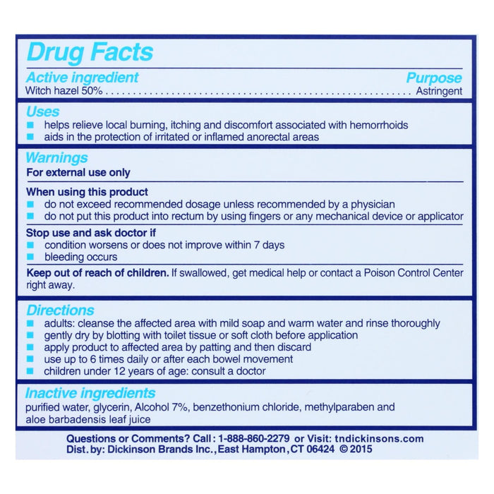 Dickinson's Hemorrhoidal Cleansing Pads, 100 ct