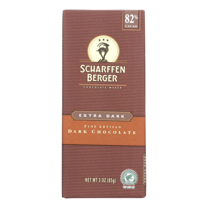 Scharffen Berger Chocolate Bar - Dark Chocolate - 82 Percent Cacao - Extra Dark - 3 Oz Bars - Case Of 12