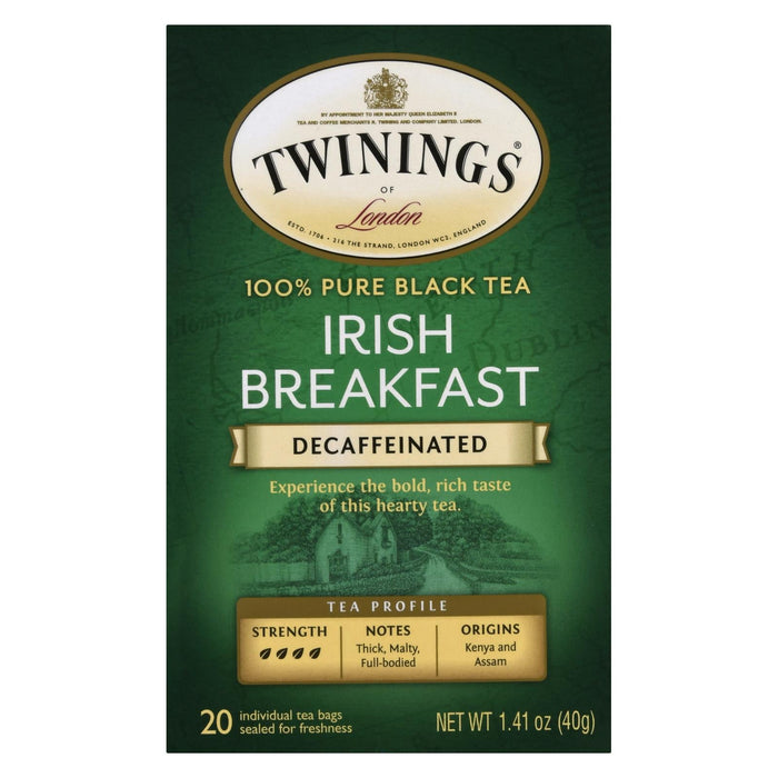 Twinings Breakfast Irish Decaf Black Tea, 20 Tea Bags (Pack of 2)