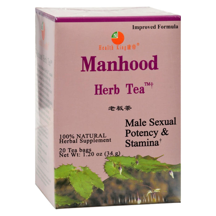 Health King Manhood Herb Tea - 20 Tea Bags - Herbal Supplement for Male Enhancement