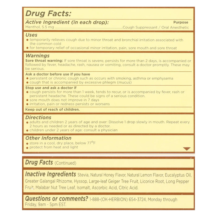 Herbion Naturals Honey Lemon Cough Drops 18-Count