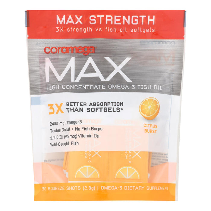 Coromega Max Omega 3 Citrus Burst Softgels, 30-Count