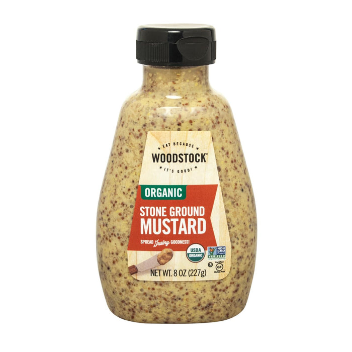 Woodstock Organic Stone Ground Mustard, 8 Oz (Pack of 12)