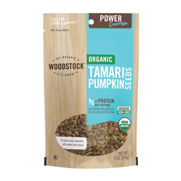 Woodstock Organic Tamari Pumpkin Seeds, 9 Oz (Pack of 8)