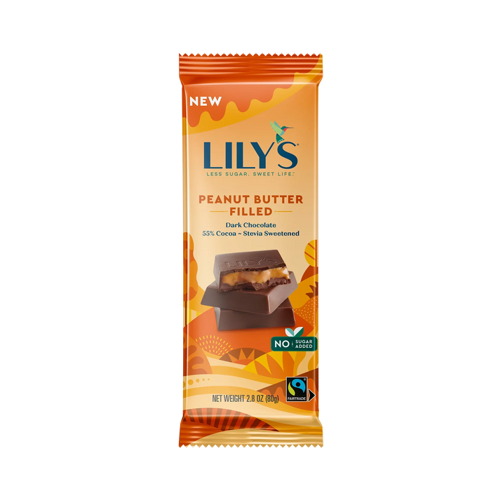 Lily's Dark Chocolate 55% Cacao with Peanut Butter 2.8oz Bar (Pack of 12)