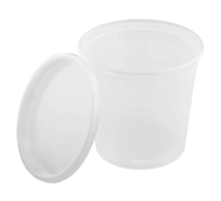 24oz PP Clear Plastic Injection Molded Deli Containers & Lids (117mm) - 240 sets