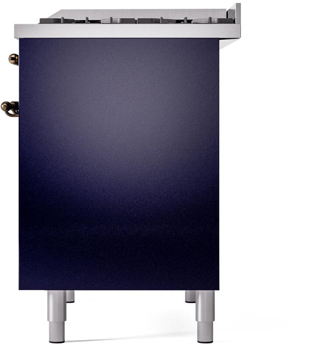 ILVE Nostalgie II 40" Dual Fuel Liquid Propane Range, Blue, Bronze Trim UPD40FNMPMBBLP