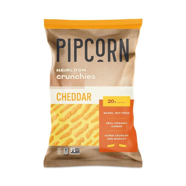 Pipcorn Crunchies Cheddar, 7 Oz Bags (Pack of 12)