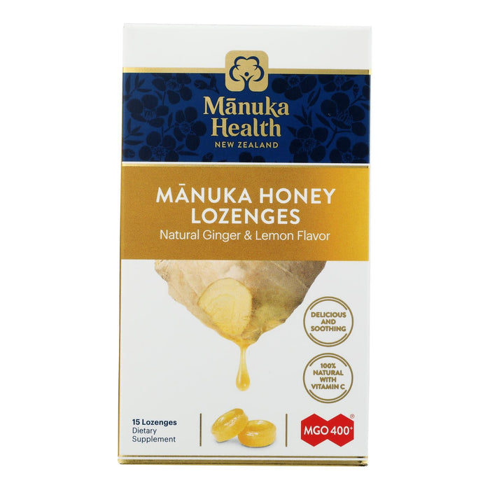 Manuka Health MGO 400+ Manuka Honey Lozenges with Lemon and Ginger (15-Pack)